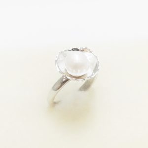 Ring zilver parel bloem Firenze