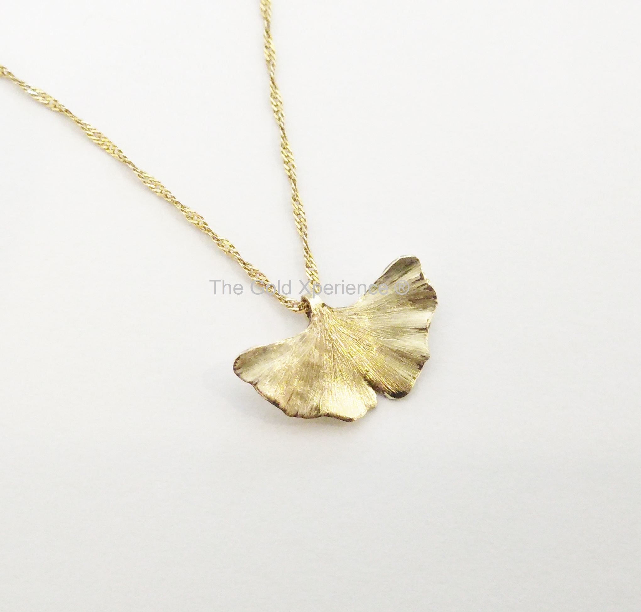 Gingko Biloba leaf gold necklace