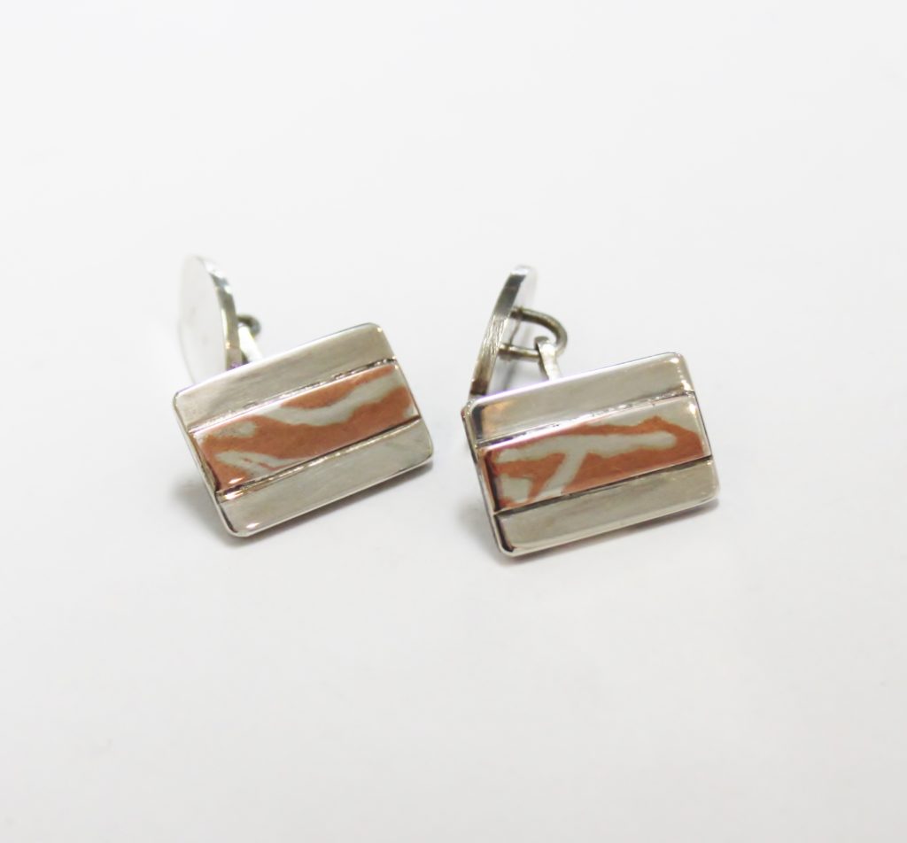 cufflinks silver copper mokume gane japanese