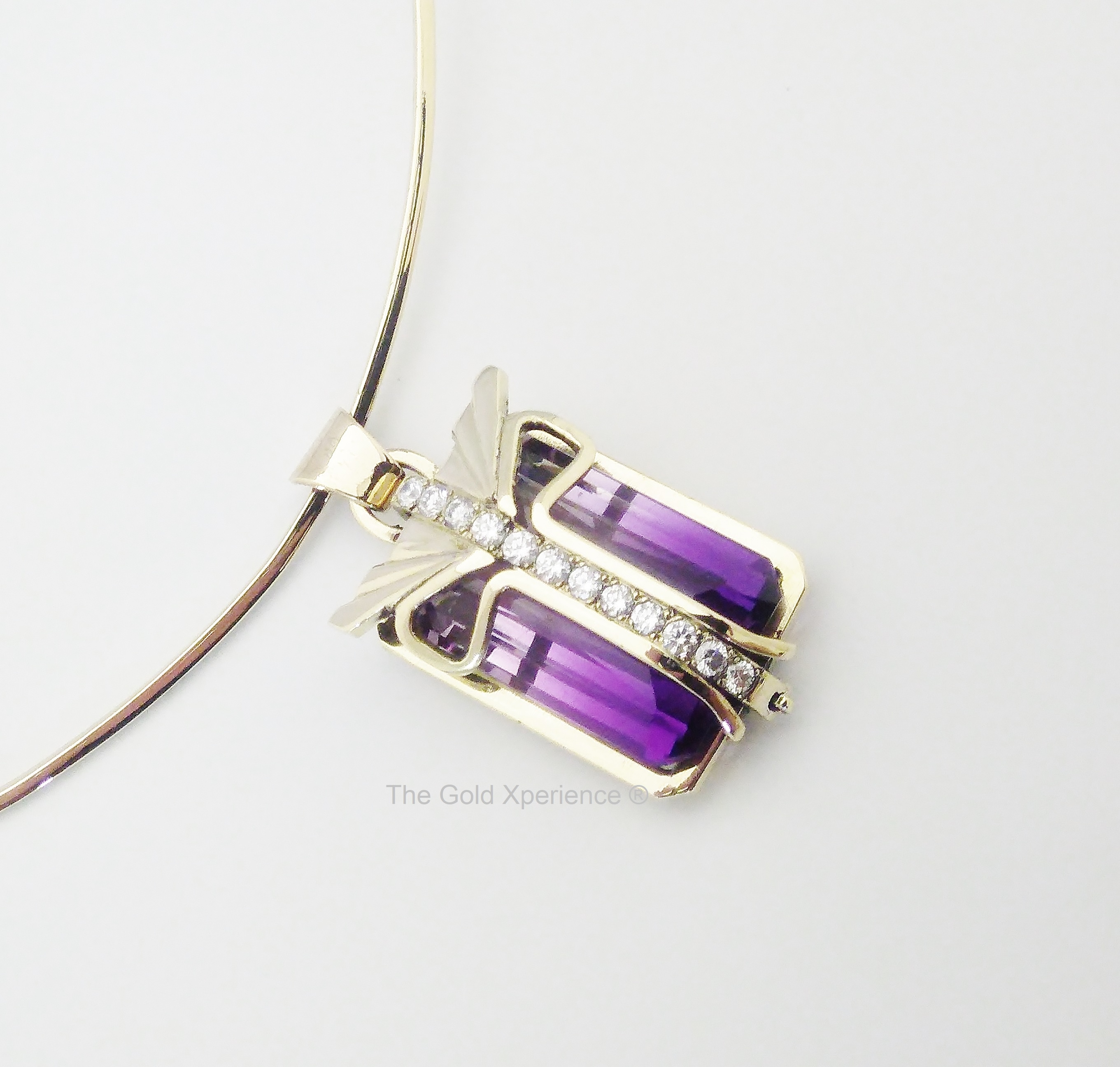 Gold necklace ametrine amethyst diamond amsterdam school art deco