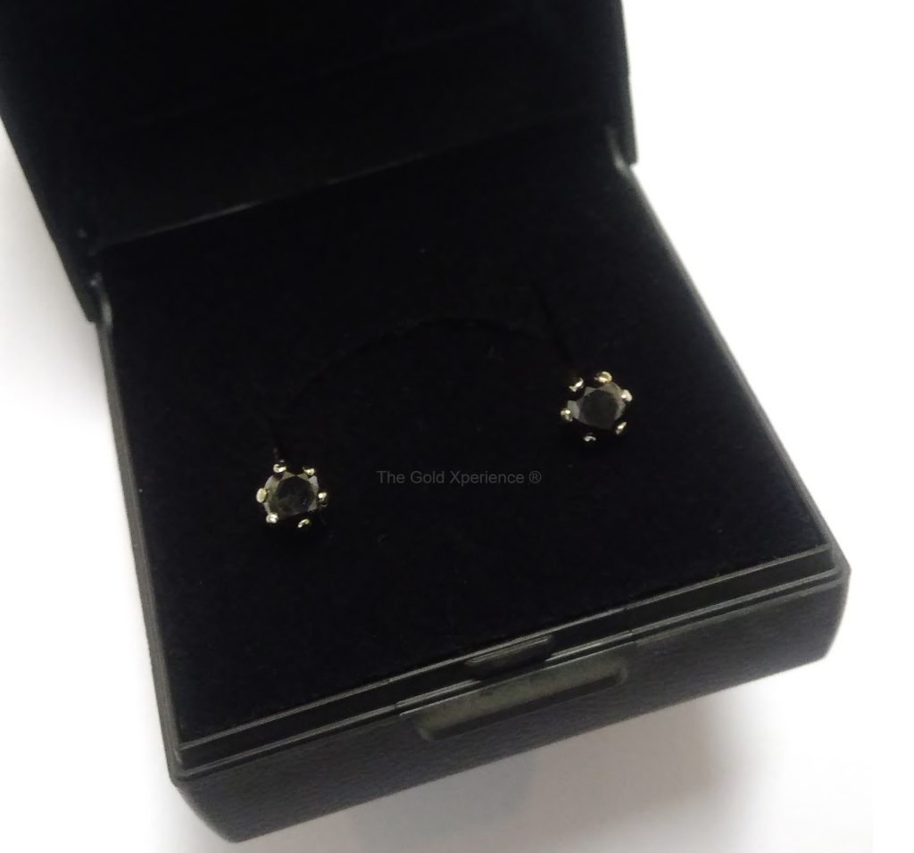 ear stud larger black diamond white gold