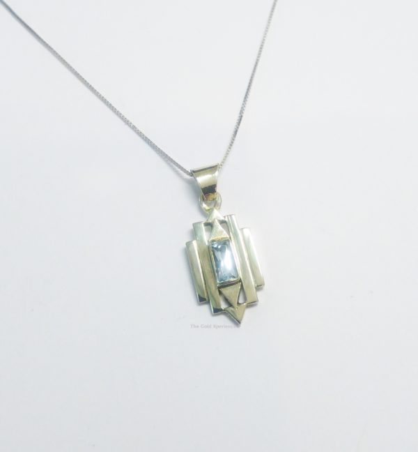 Gold pendant White gold necklace Amsterdam School Topaz