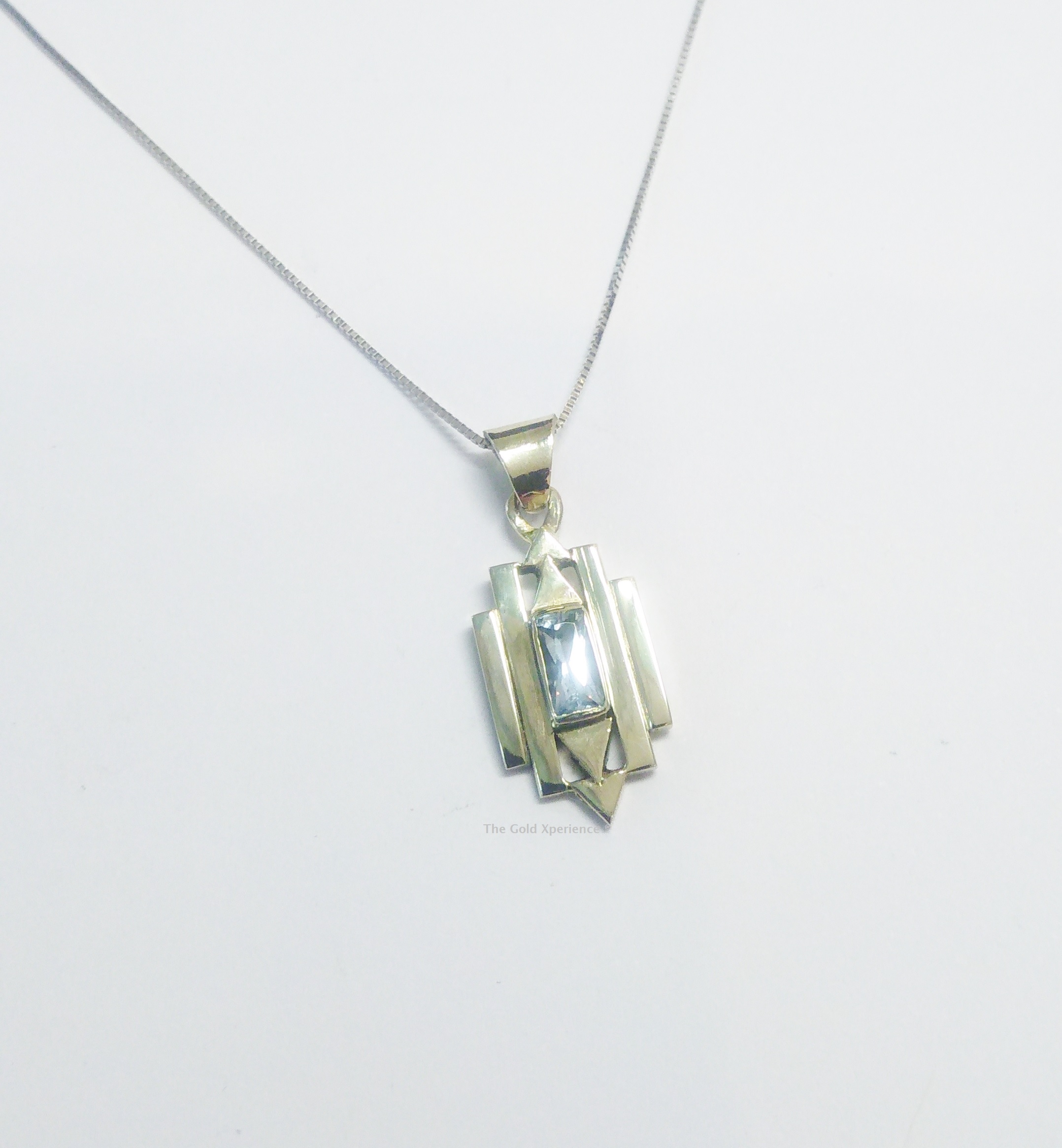 Gold pendant White gold necklace Amsterdam School Topaz