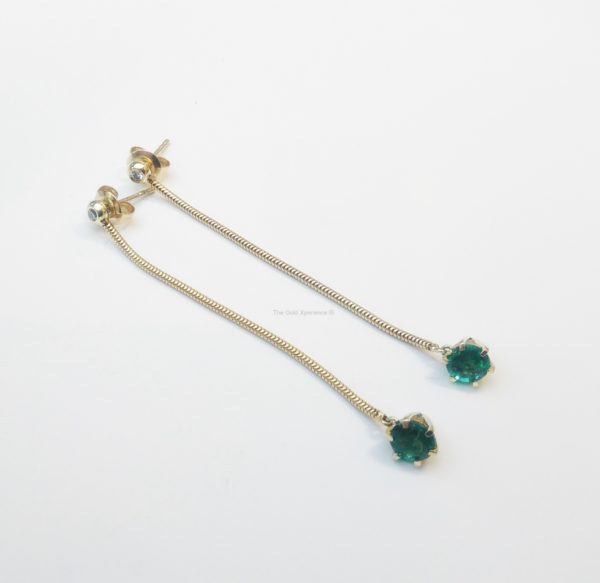 Shoulderdusters Earring gold emerald