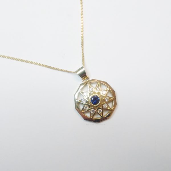 Gold necklace with pendant Cordoba sapphire diamond