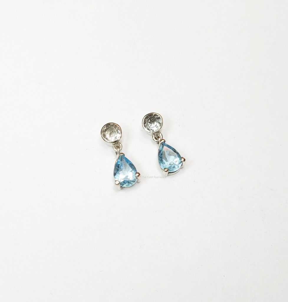 earring white gold topaz blue white