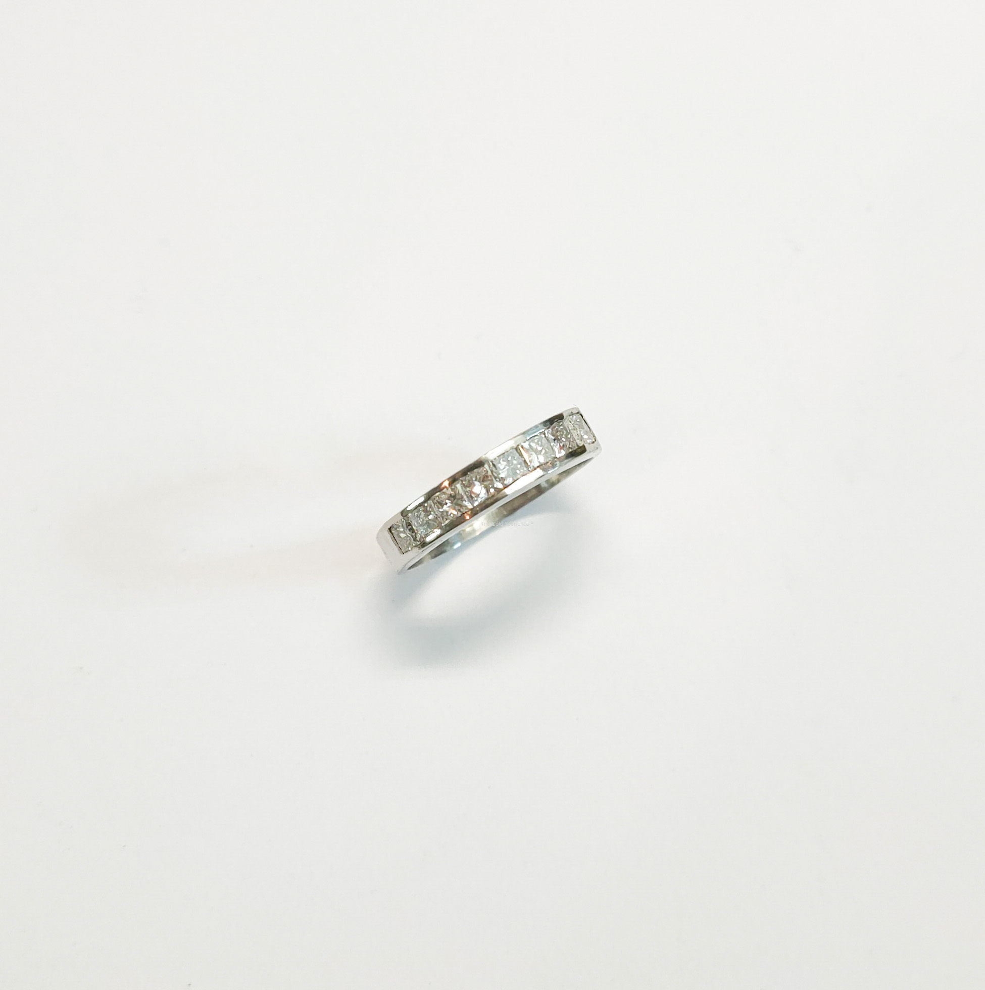 platinum ring diamond square rail setting