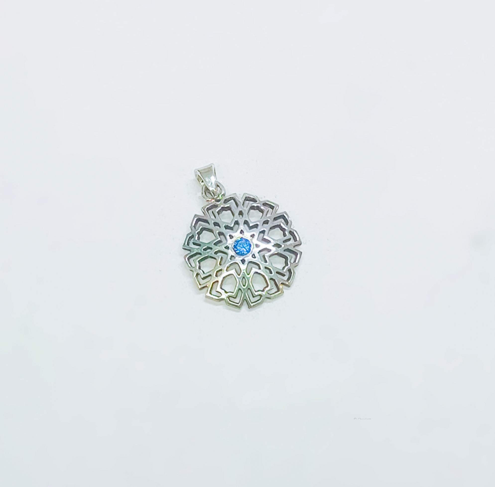 pendant silver arabic sapphire blue Pendant silver arabic motif with sapphire