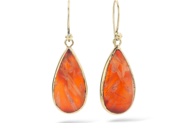 Luxe Oorbellen met Oranje Agaat en Diamant