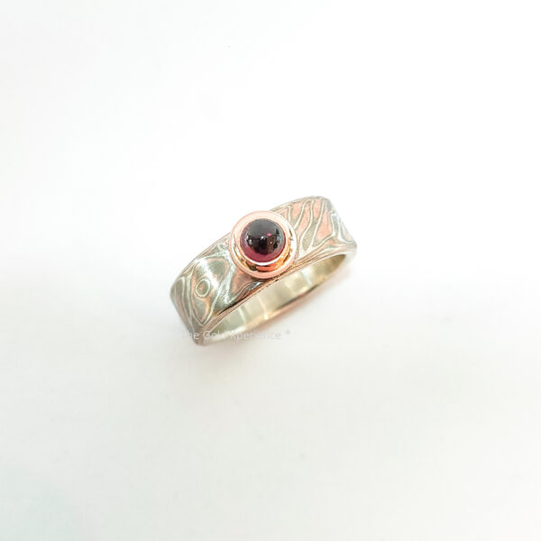 Mokume gane tokyo ring garnet