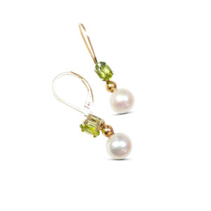 Oorbel Goud Parel Peridot