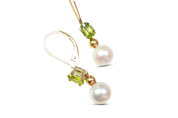 Oorbel Goud Parel Peridot
