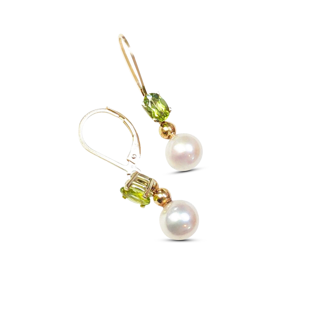 Oorbel Goud Parel Peridot
